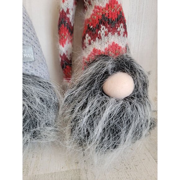 Gnome set plush gray weighted Xmas figure decor pattern unique - Picture 4 of 9